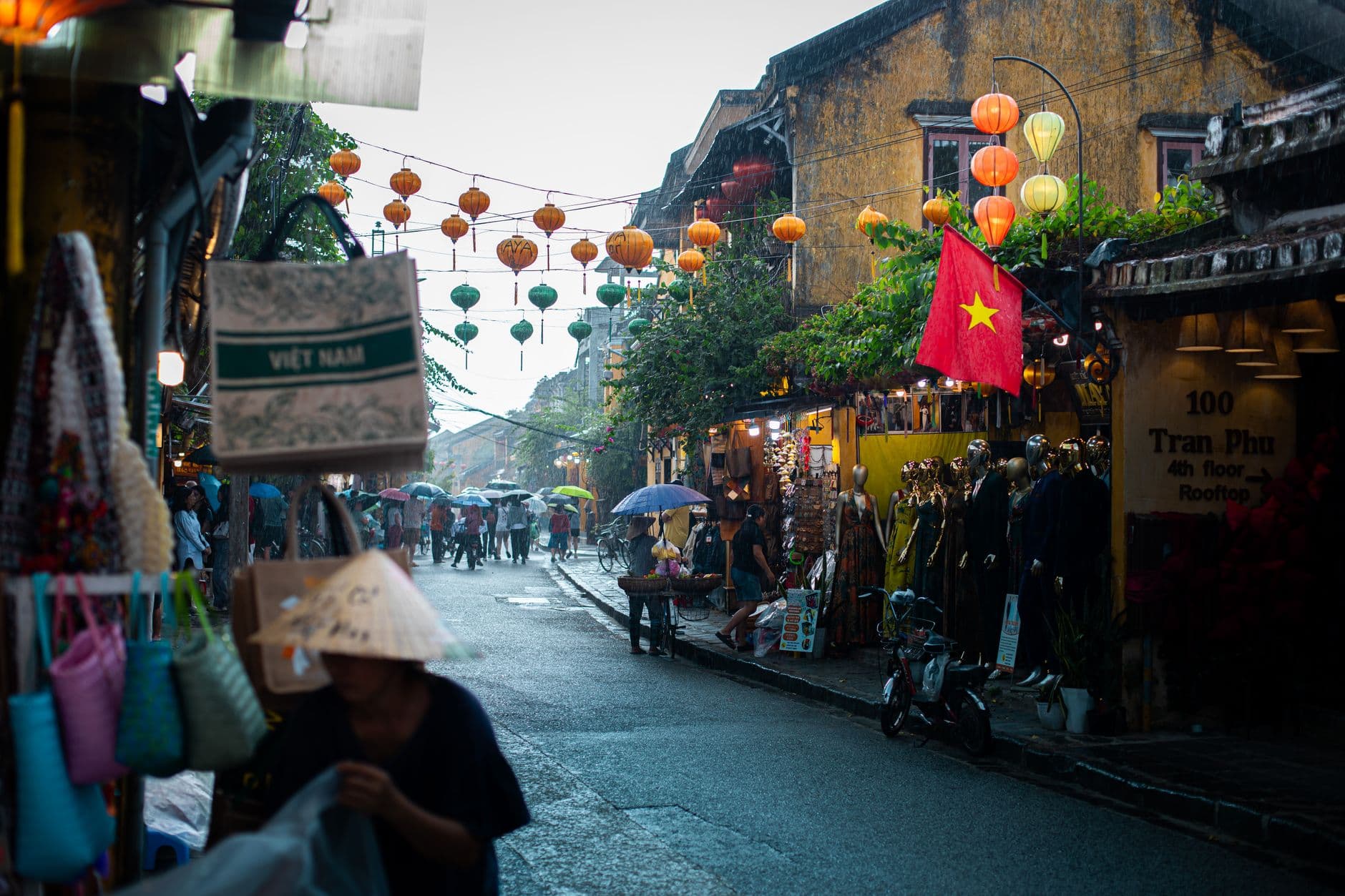 Rain over a Hội An street in the wet season